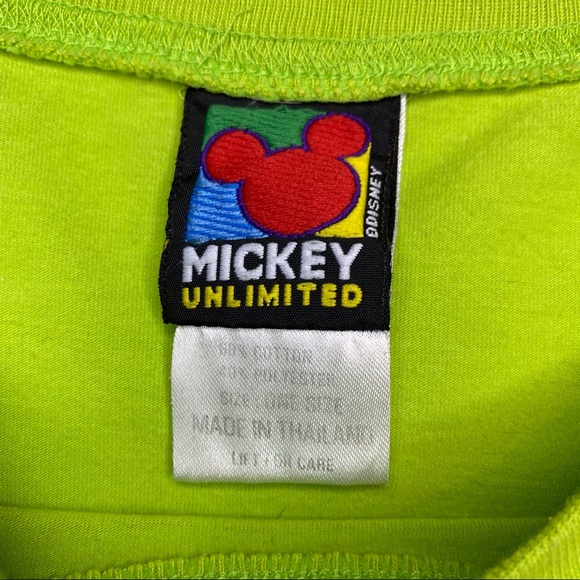 Vintage Lime Green Mickey Mouse Embroidered TShirt - Picture 4 of 14